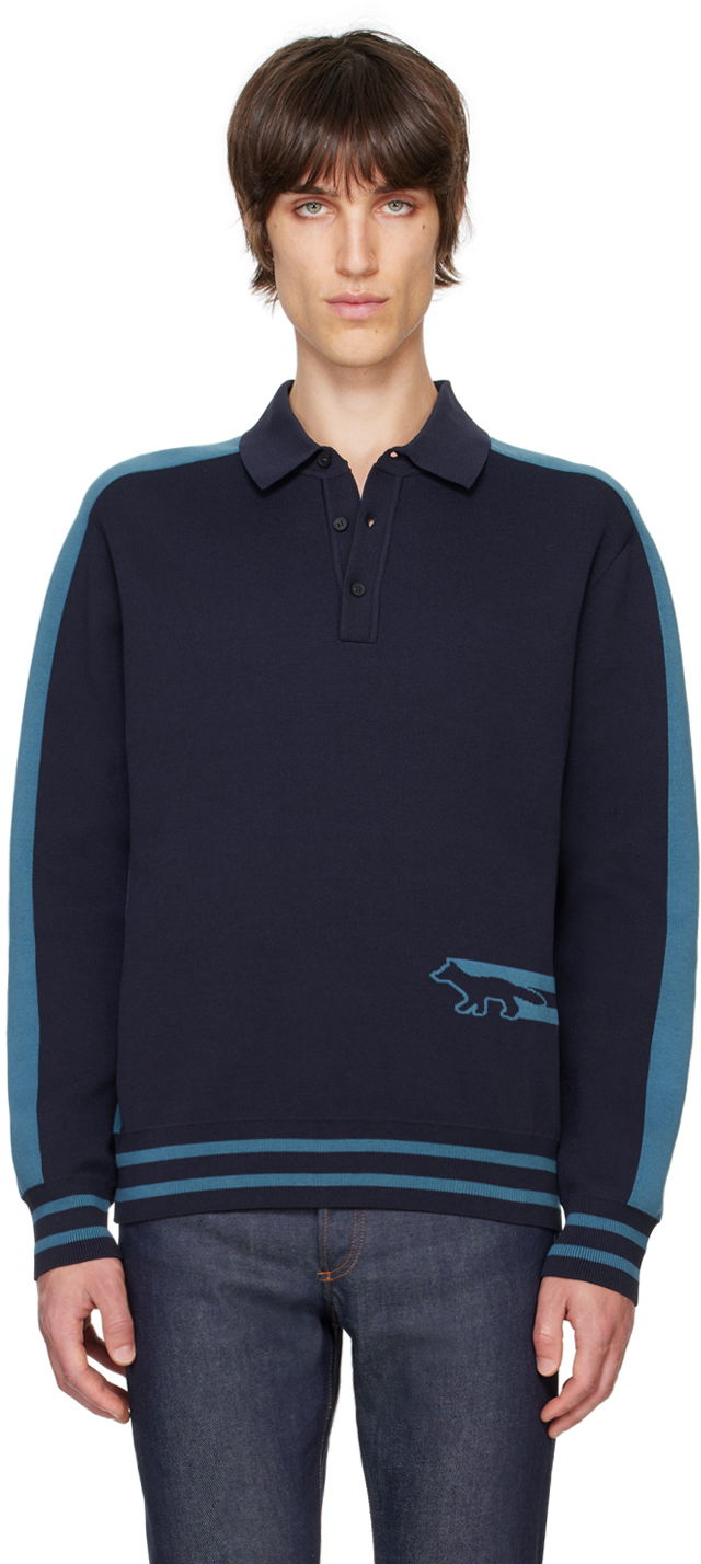 Сорочка поло MAISON KITSUNÉ Flash Fox Polo Синій | NM00203KM0327