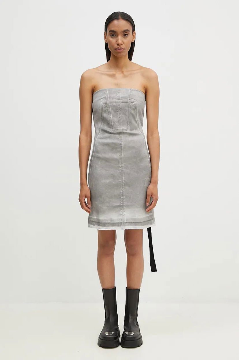 плаття Rick Owens Splintered Denim Bustier Mini Dress Сірий | DS02D2501.HSCF