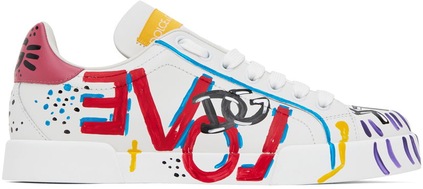 Кросівки та взуття Dolce & Gabbana White & Multicolor Portofino Low Sneakers Різнокольоровий | CK1545 AD462