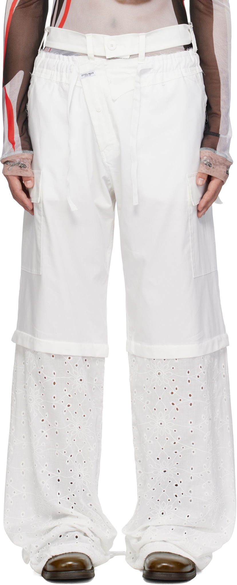 Штани Ottolinger Ottolinger Baggy Cargo Pants with Eyelet Hem білий | 106-200106-01