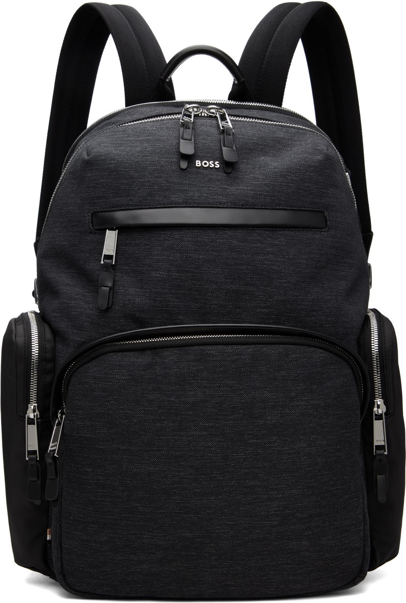 Рюкзак BOSS Textured Fabric Hardware Backpack чорний | 50548018