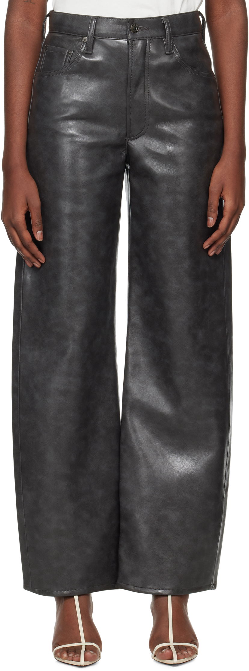 Штани AGOLDE Low Curve Recycled Leather Pants Сірий | A9231-1558