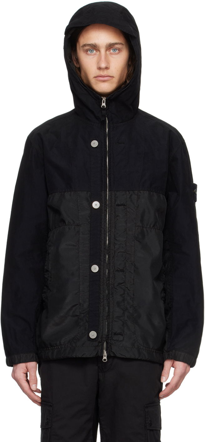 Куртка Stone Island Black Hooded Jacket чорний | 801542732