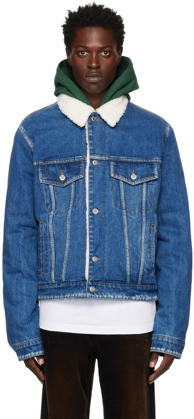 Куртка We11done We11done Regular-Fit Sherpa Denim Jacket Синій | WD-DJ3-22-362-U-BL