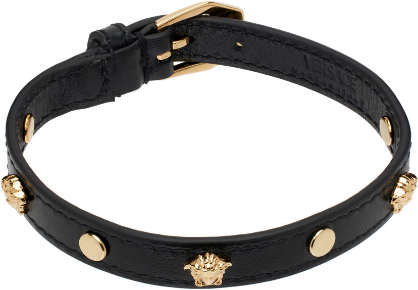 Браслет Versace Medusa Leather Bracelet чорний | 1018429_1A00637