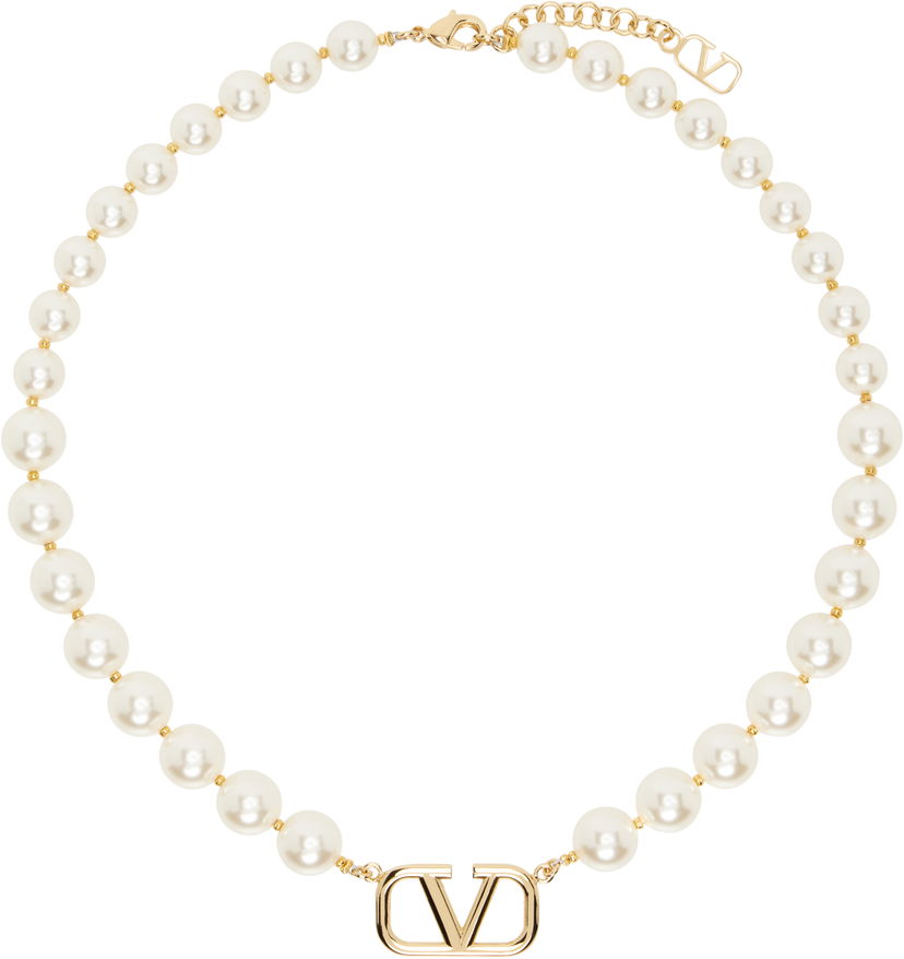 Кольє Valentino Valentino Garavani VLogo Signature Pearl Necklace Металік | 6W2J0P13UXM