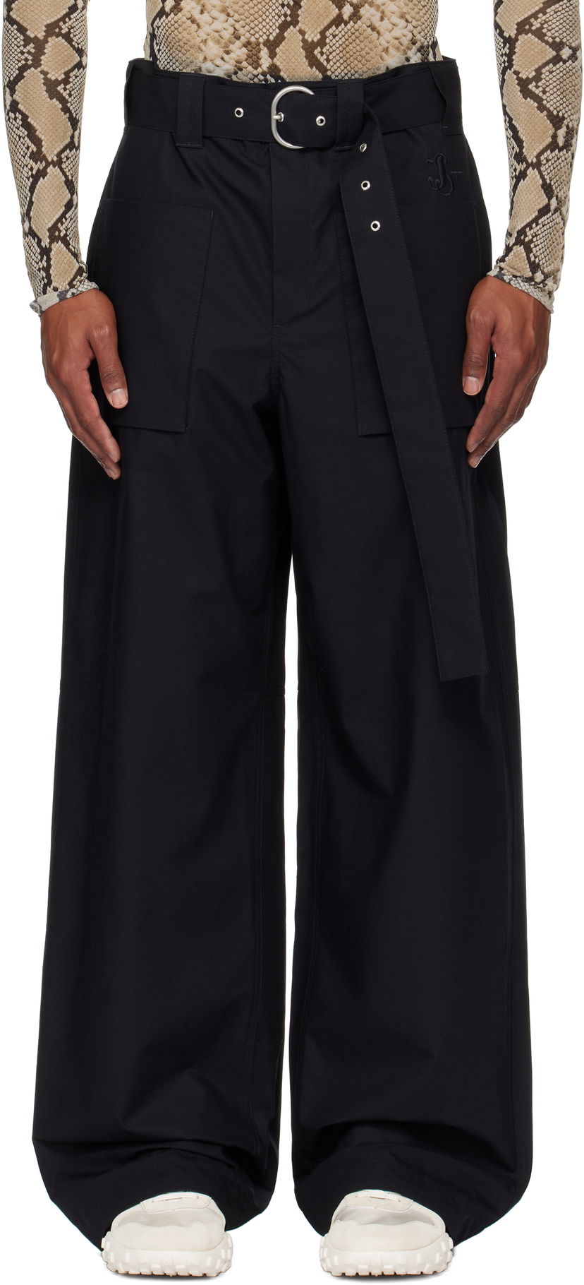 Штани Jil Sander Jil Sander Belted Wide-Leg Trousers чорний | J47KA0234_J45039