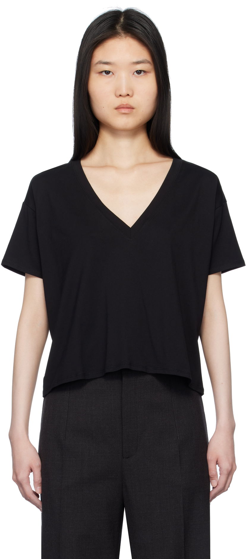 Футболка Loulou de Saison Loulou de Saison Faaa V-Neck T-Shirt чорний | FAAA