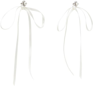 Сережки Simone Rocha Simone Rocha Double Ended Daisy Bow Ribbon Earrings білий | ERG497 0906, 1