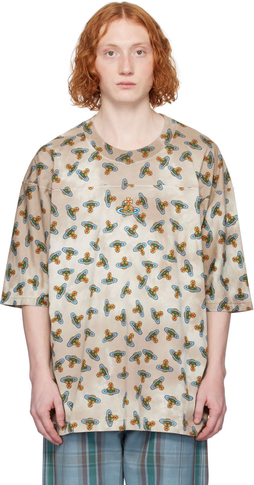 Футболка Vivienne Westwood Vivienne Westwood Overdye Orb Print T-Shirt бежевий | 3G01002D-J008V-