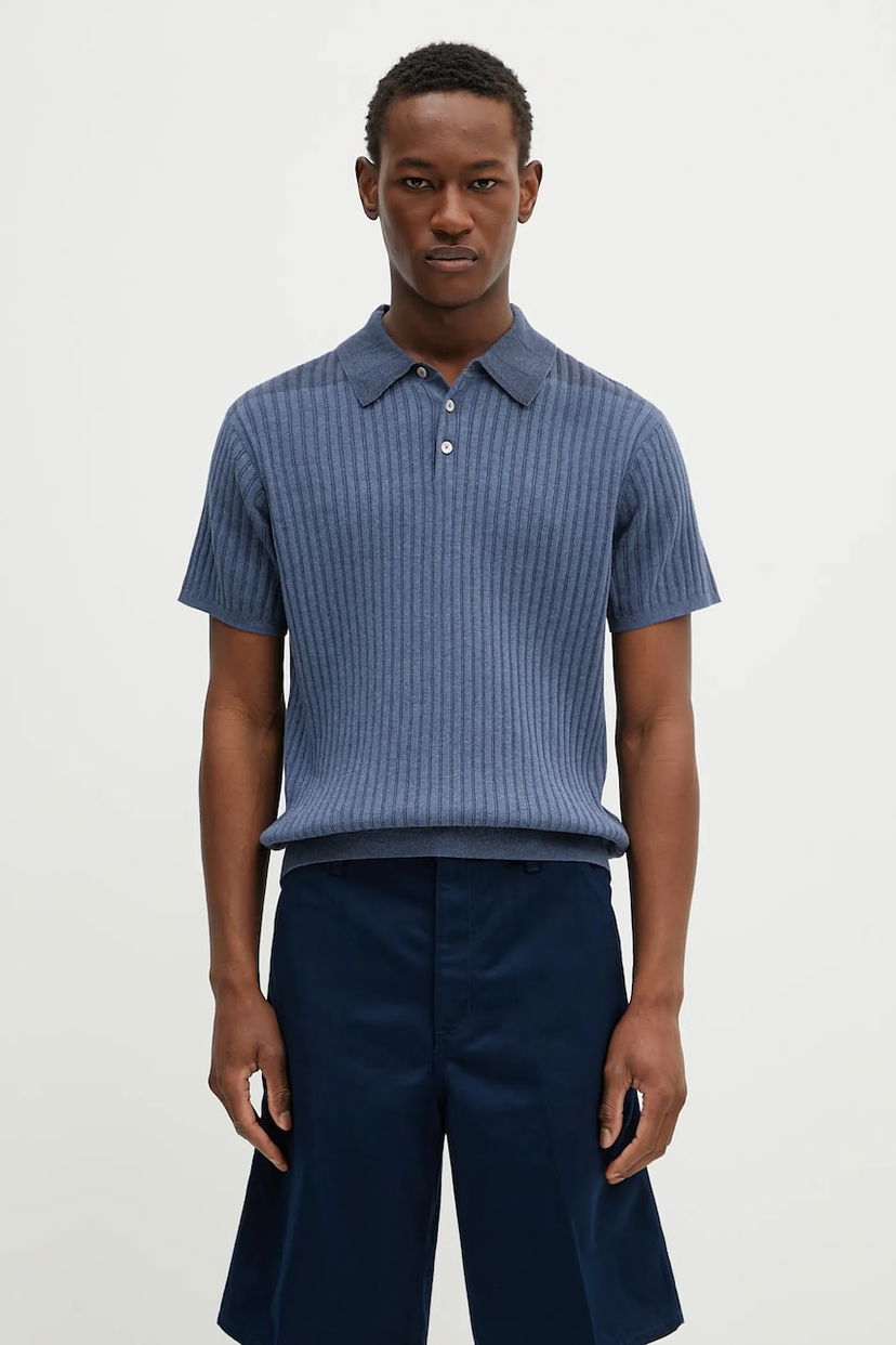 Сорочка поло Paul Smith Paul Smith Ribbed Knit Polo Shirt Синій | M1R.267Z.P02679
