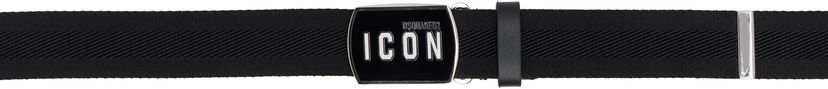 Ремені DSQUARED2 Dsquared2 'Be Icon' Plaque Belt чорний | BEM0372_20200508_2124