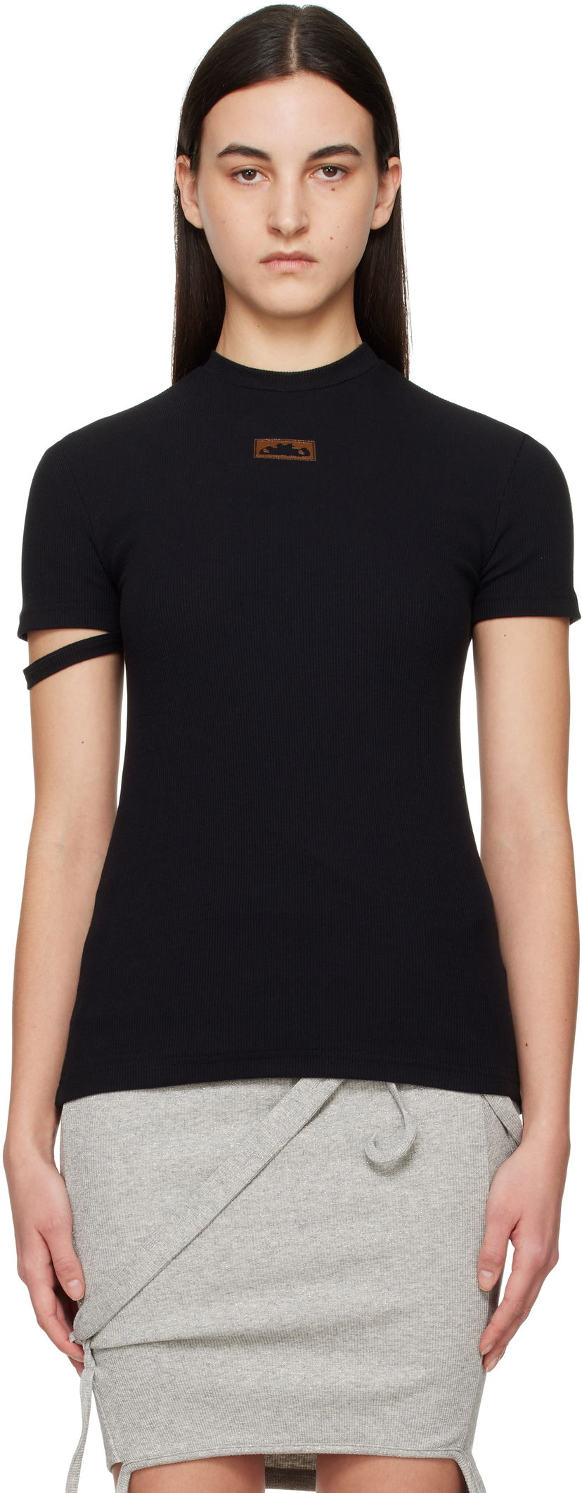 Футболка Ottolinger Ottolinger Rib Knit T-Shirt чорний | 10410090401