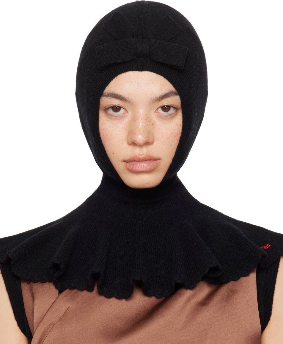 Капелюх SHUSHU/TONG SHUSHU/TONG Knit Cape Balaclava with Bow чорний | MWDDAC01 RTI068, 0