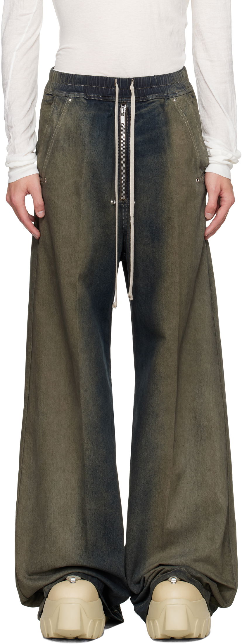 Джинси Rick Owens Rick Owens Wide Bela Jeans Зелений | RU02E1366 DKDEG