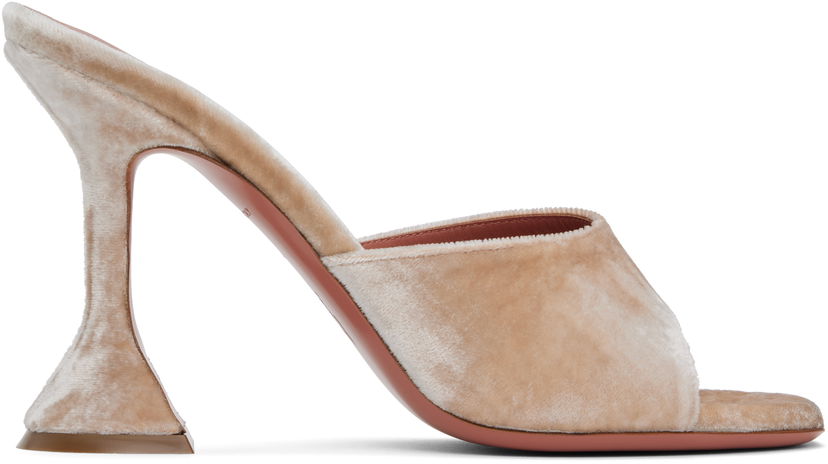 Кросівки та взуття Amina Muaddi Lupita Slipper Heeled Sandals бежевий | LUPITA SLIPPER VELVET