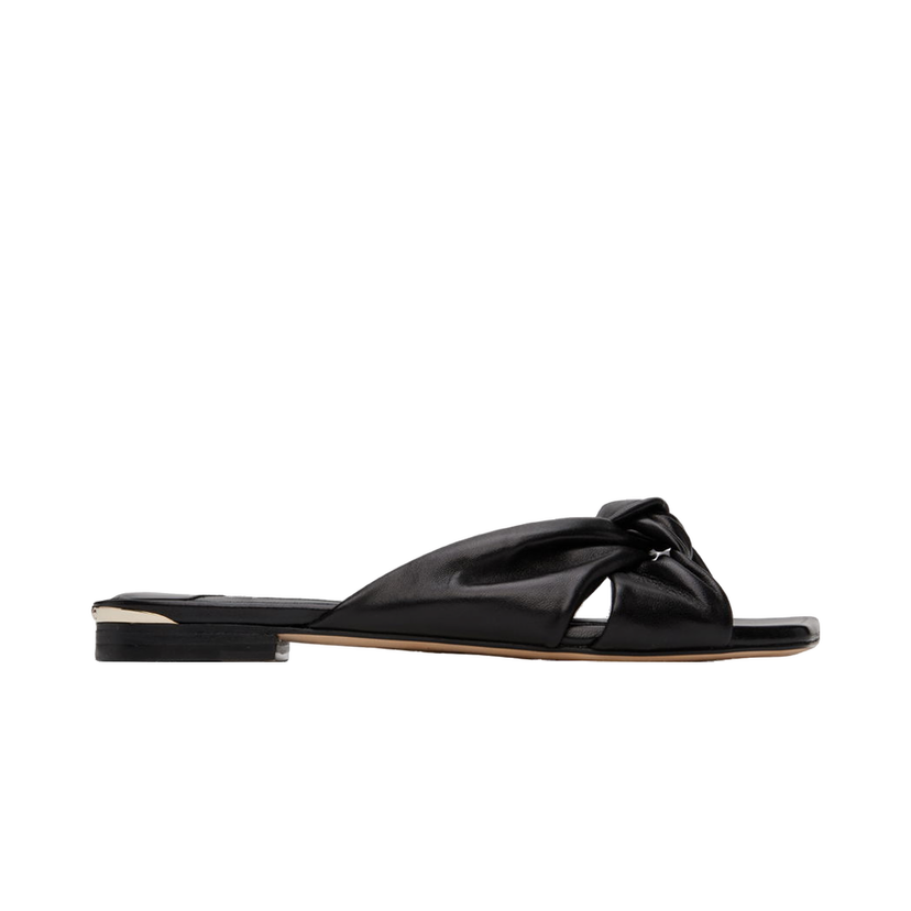Кросівки та взуття Jimmy Choo Black Leather Knotted Flat Sandals чорний | AVENUE FLAT NAP