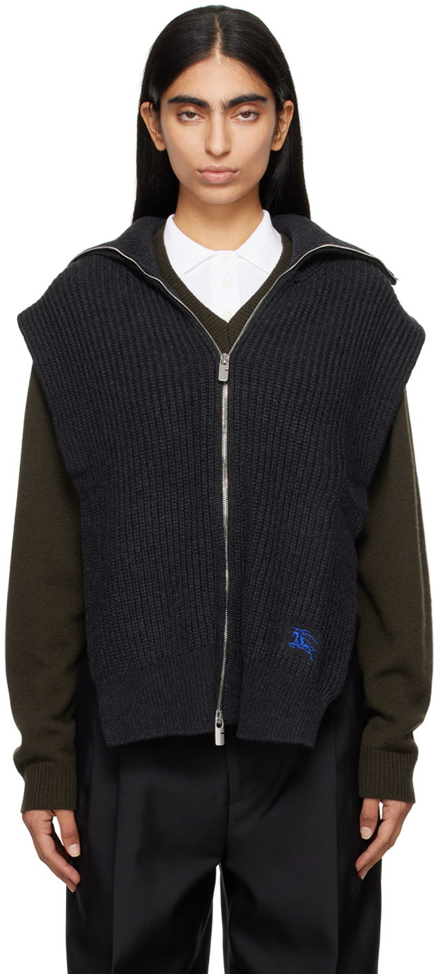 Cветр Burberry Cashmere Zip Vest Сірий | 8093980