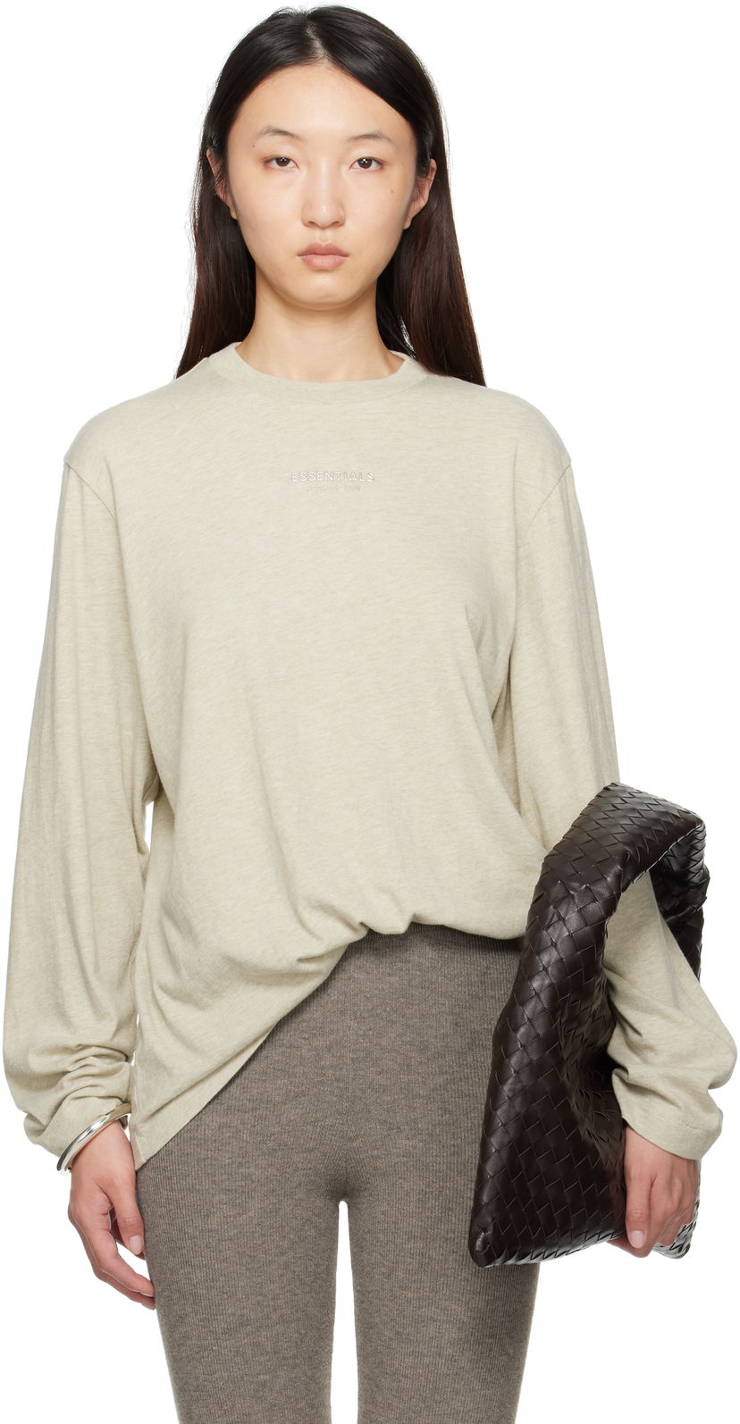 Футболка Fear of God Fear of God ESSENTIALS Classic Fit Long Sleeve T-Shirt бежевий | 125SP255882FW