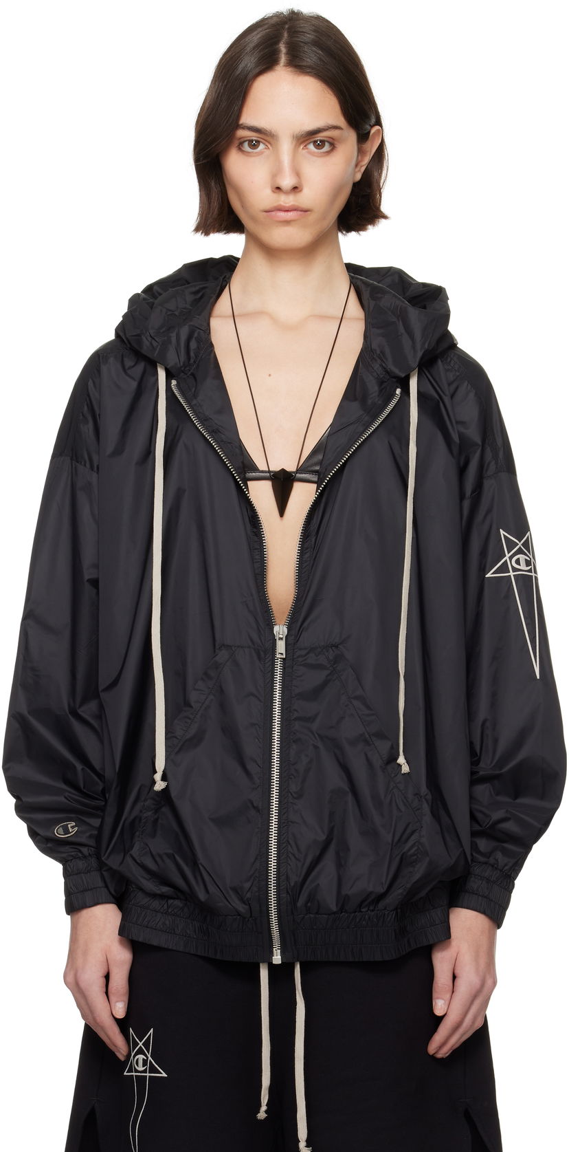 Вітровка Rick Owens Rick Owens Champion Edition Jumbo Jason's Hoodie чорний | CW01E1661 CHNY