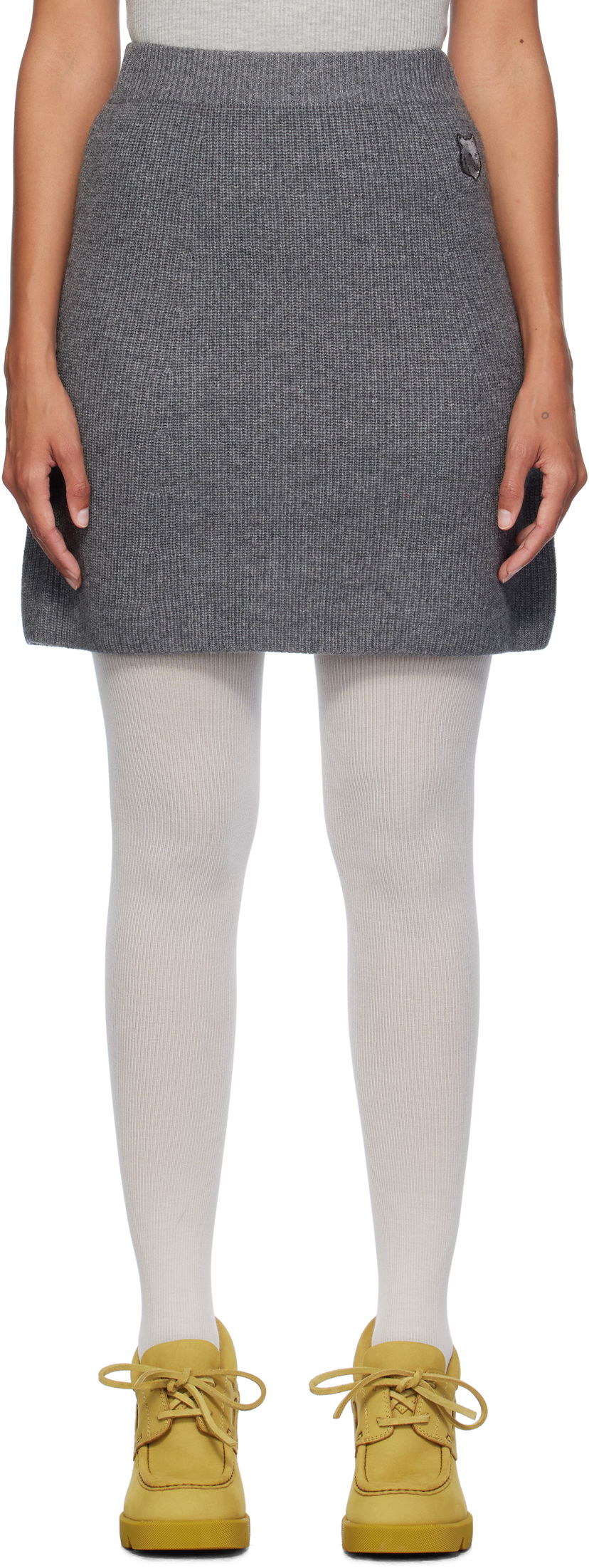 Спідниця MAISON KITSUNÉ Ribbed Miniskirt Сірий | NW01514KT1093