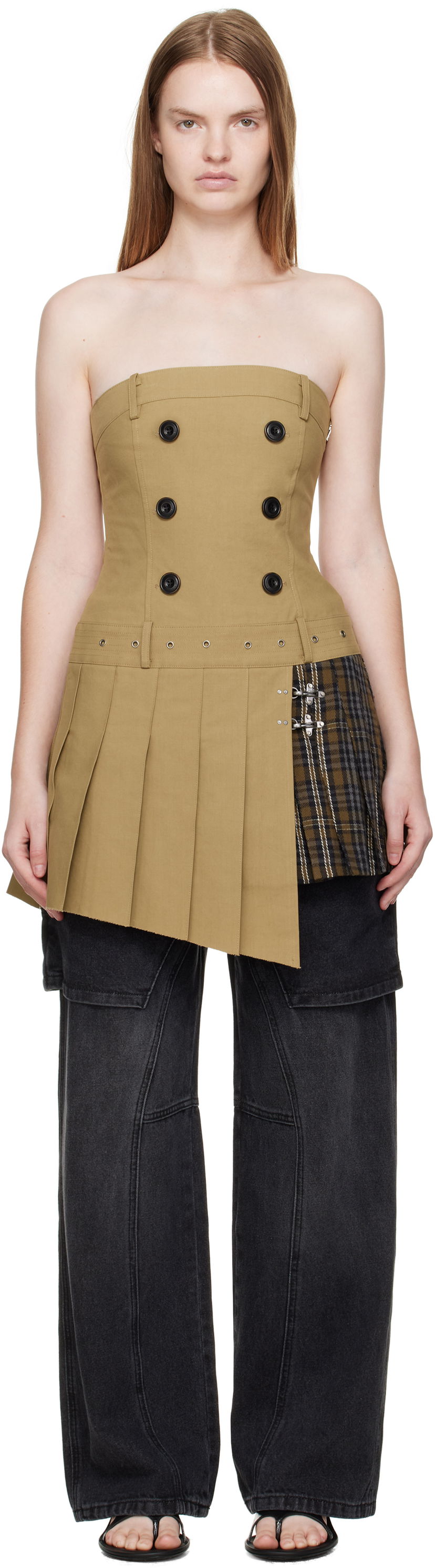 плаття Andersson Bell Andersson Bell Double-Breasted Pleated Minidress бежевий | atb1366w