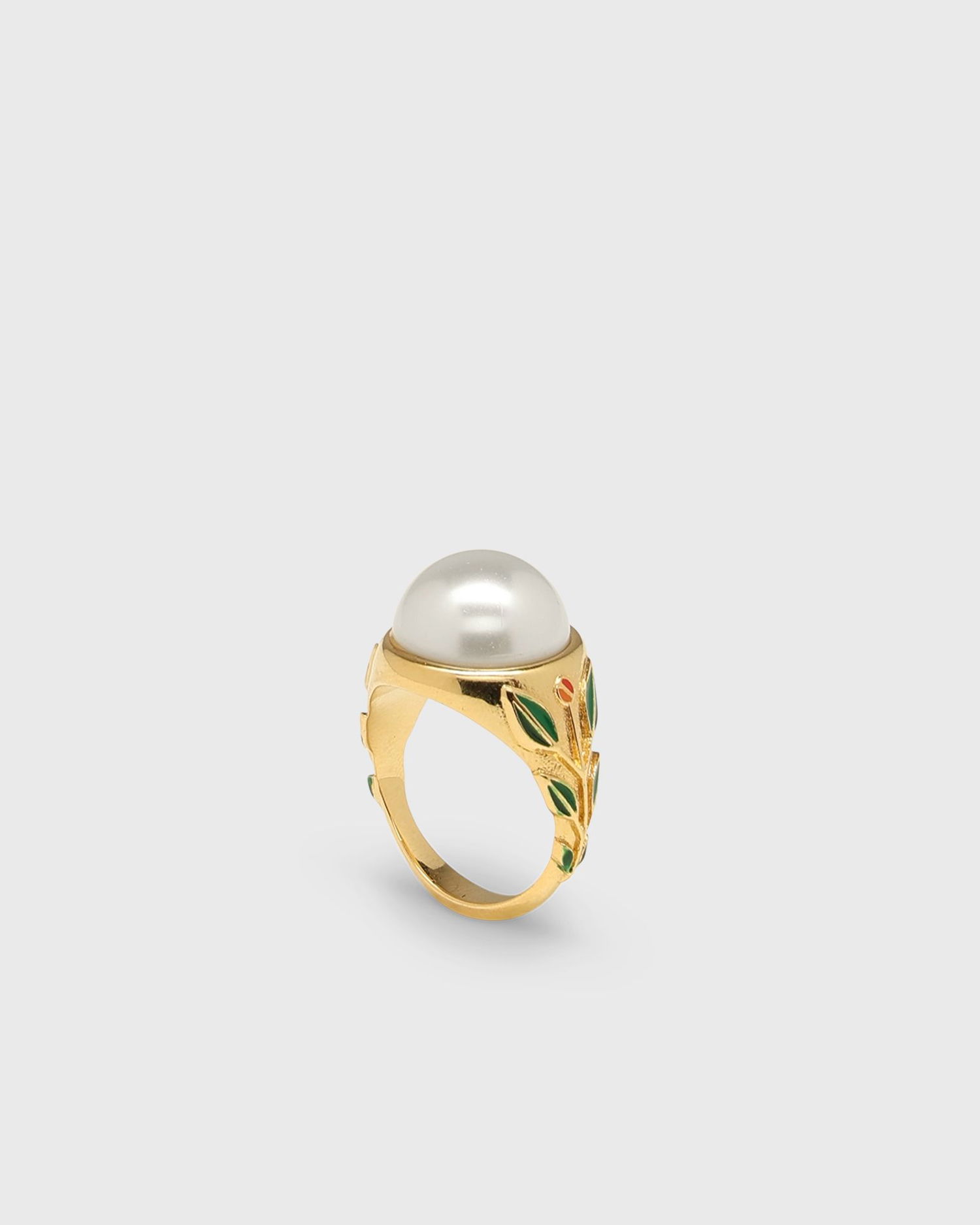 Кільце Casablanca Pearl Gold-Tone Ring with Enamel Leaves Металік | APF25-JW-088-01, 0
