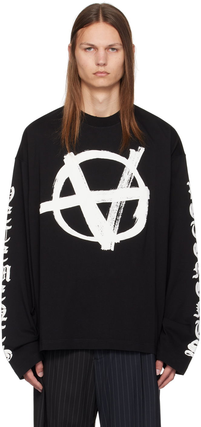 Футболка VETEMENTS Black Anarchy Long Sleeve T-Shirt чорний | UA65LS650B