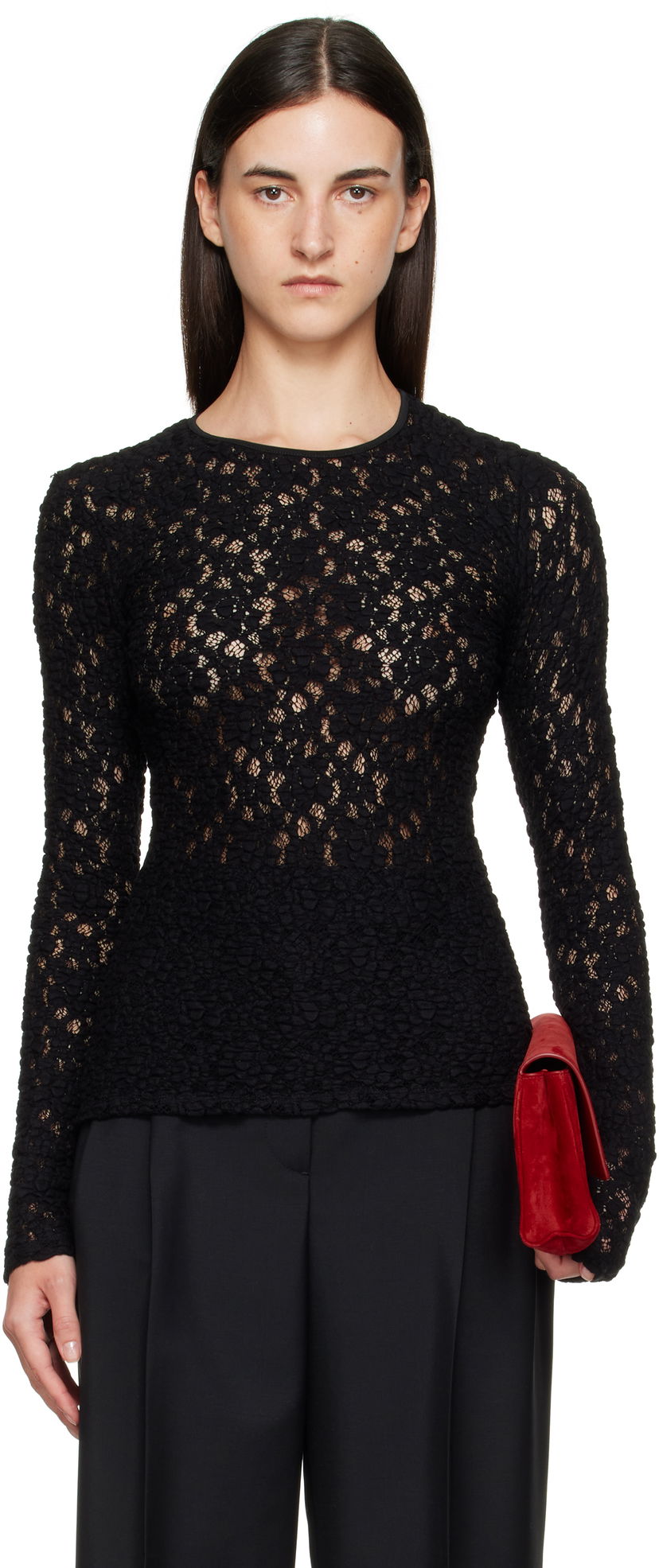 Футболка Max Mara Max Mara Gennaio Lace Top чорний | 2526946041600