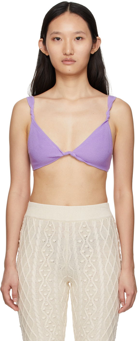 Бюстгальтер Loulou de Saison Loulou de Saison Qamea Cashmere Knit Bra Фіолетовий | QAMEA