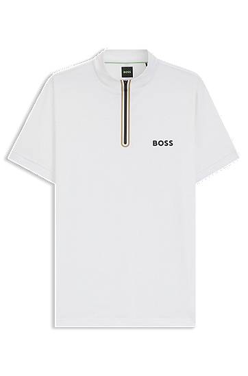 Сорочка поло BOSS BOSS Active Zip-Neck Stretch-Mesh T-Shirt білий | 50543347