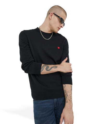 Cветр BOSS Cotton Sweater чорний | 50475083