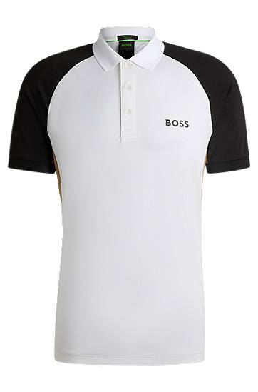 Сорочка поло BOSS BOSS Active Colour-Blocked Polo Shirt with Mesh Inserts білий | 50540886