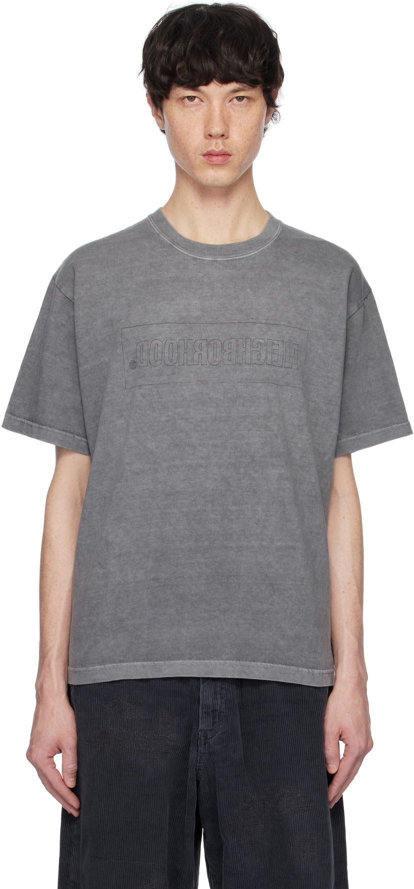 Футболка Neighborhood Mirrored Logo Graphic T-shirt Сірий | 242PCNH-ST19