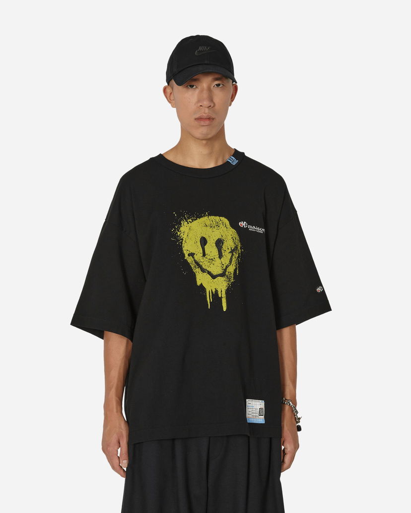 Футболка Maison MIHARA YASUHIRO T-Shirt with Smiley Face Print чорний | A11TS691 BLACK