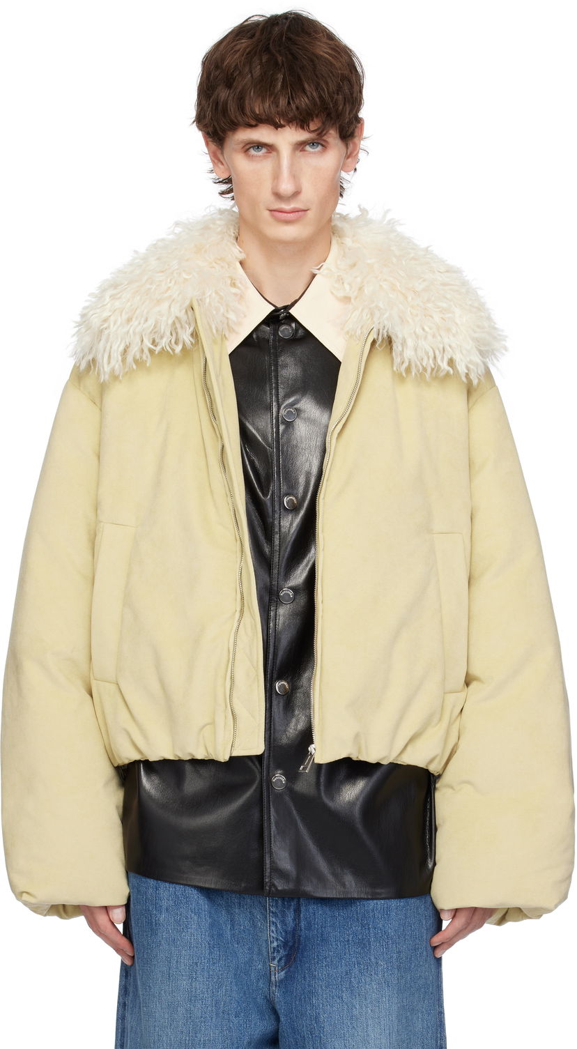 Пуховик Nanushka Zacharie Faux Suede Puffer Jacket бежевий | NU24FWOW45873