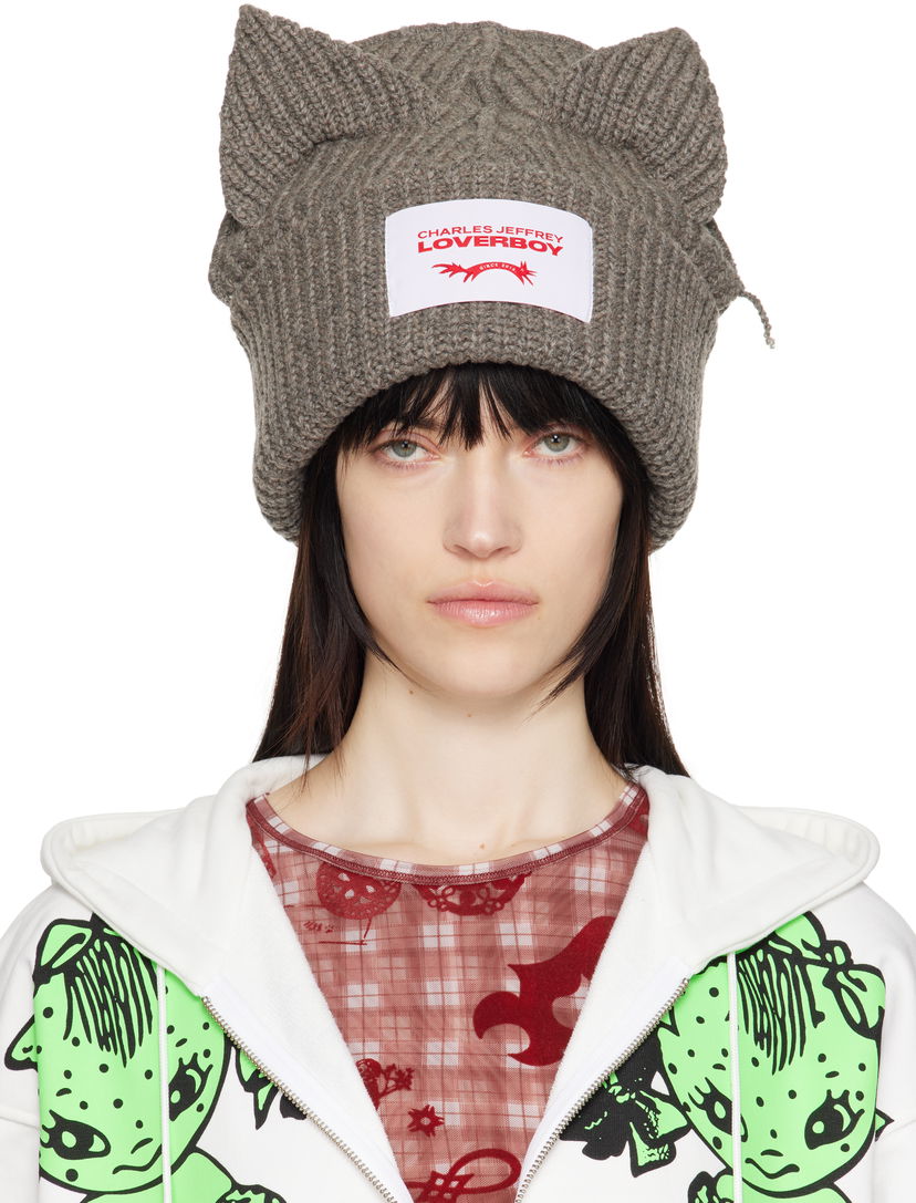 Шапка Charles Jeffrey Loverboy Charles Jeffrey LOVERBOY Chunky Knit Ears Beanie Сірий | 32130903