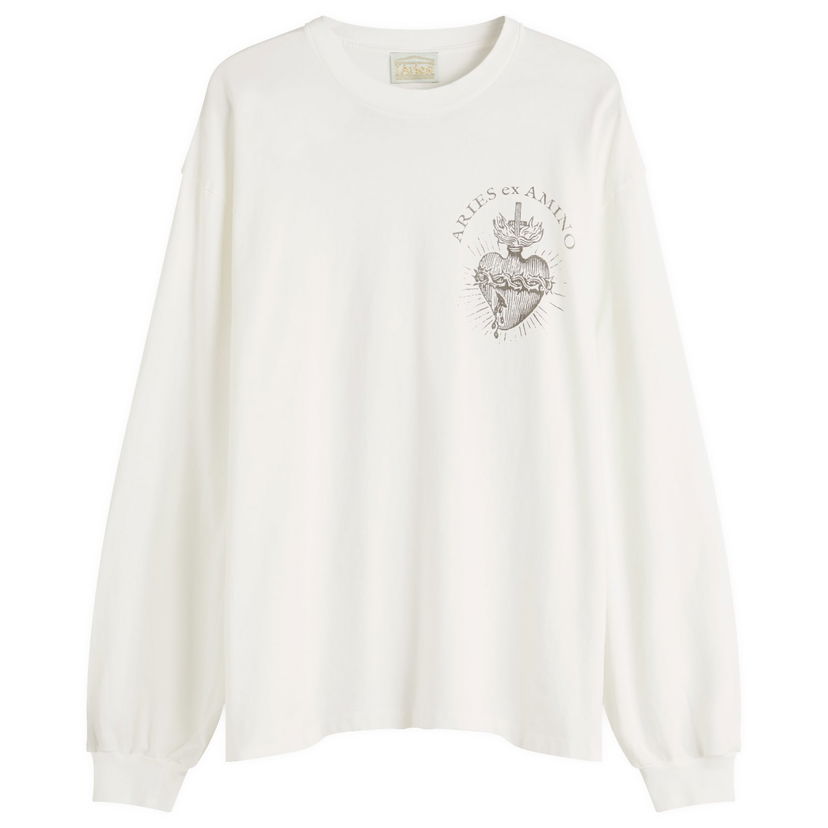 Футболка Aries Aries Faded Ex Amino Long Sleeve T-Shirt, Size Large білий | AR60024-OWT