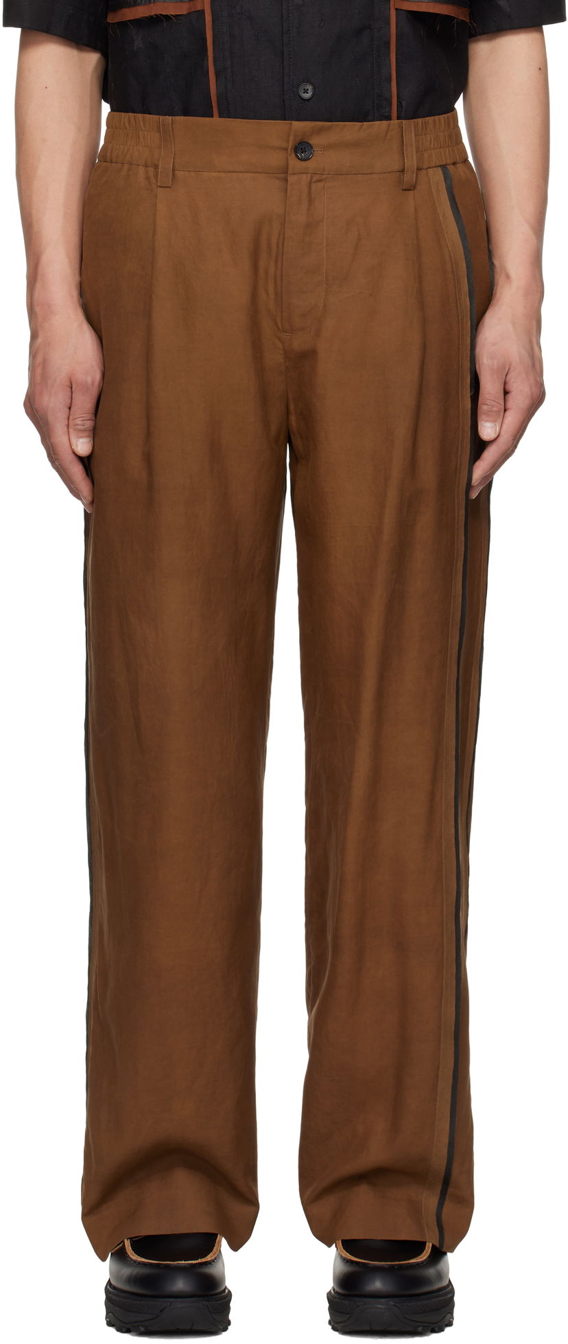 Штани Feng Chen Wang Feng Chen Wang Silk Trousers Коричневий | FENG19TR16