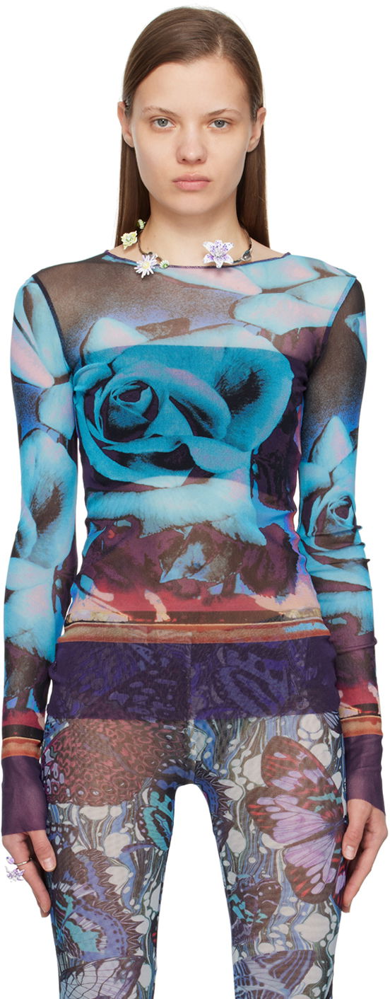 Футболка Jean Paul Gaultier Roses Print Long Sleeve T-Shirt Різнокольоровий | 24/25-U-TO132-T547-275020