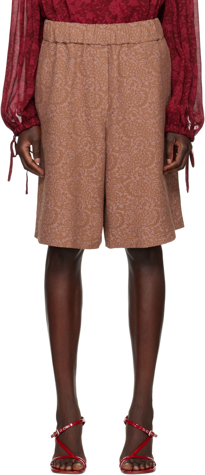 Шорти Dries Van Noten Dries Van Noten Jacquard Shorts Коричневий | 251-010912-1225