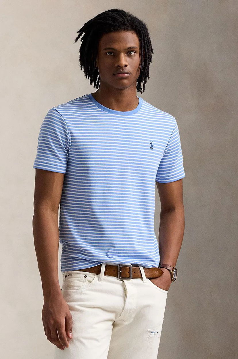 Футболка Polo by Ralph Lauren Striped Cotton T-Shirt Синій | 710961128