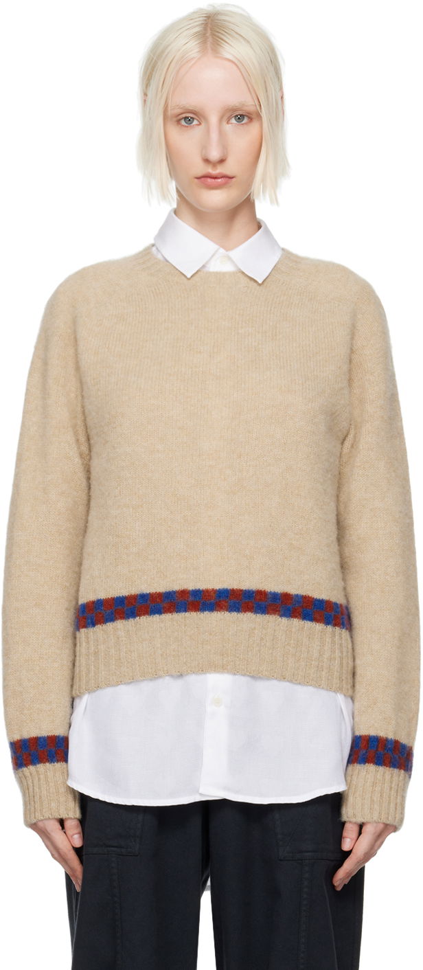 Cветр YMC Jets Check Knit Sweater бежевий | Q8XAV