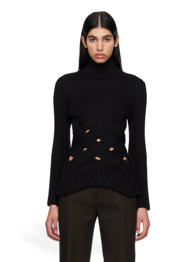 Cветр Bottega Veneta Intreccio Turtleneck чорний | 725638 V2MO0