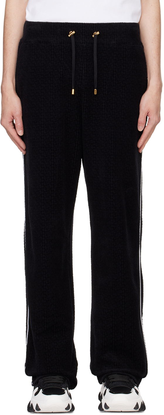 Спортивні штани Balmain Velvet Monogram Sweatpants чорний | DH0PQ270JI39