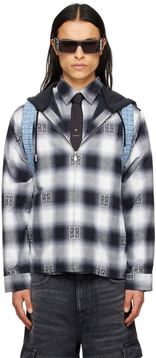 Сорочка Givenchy Givenchy Check Zip-Up Hooded Shirt Синій | BM60VH13R9