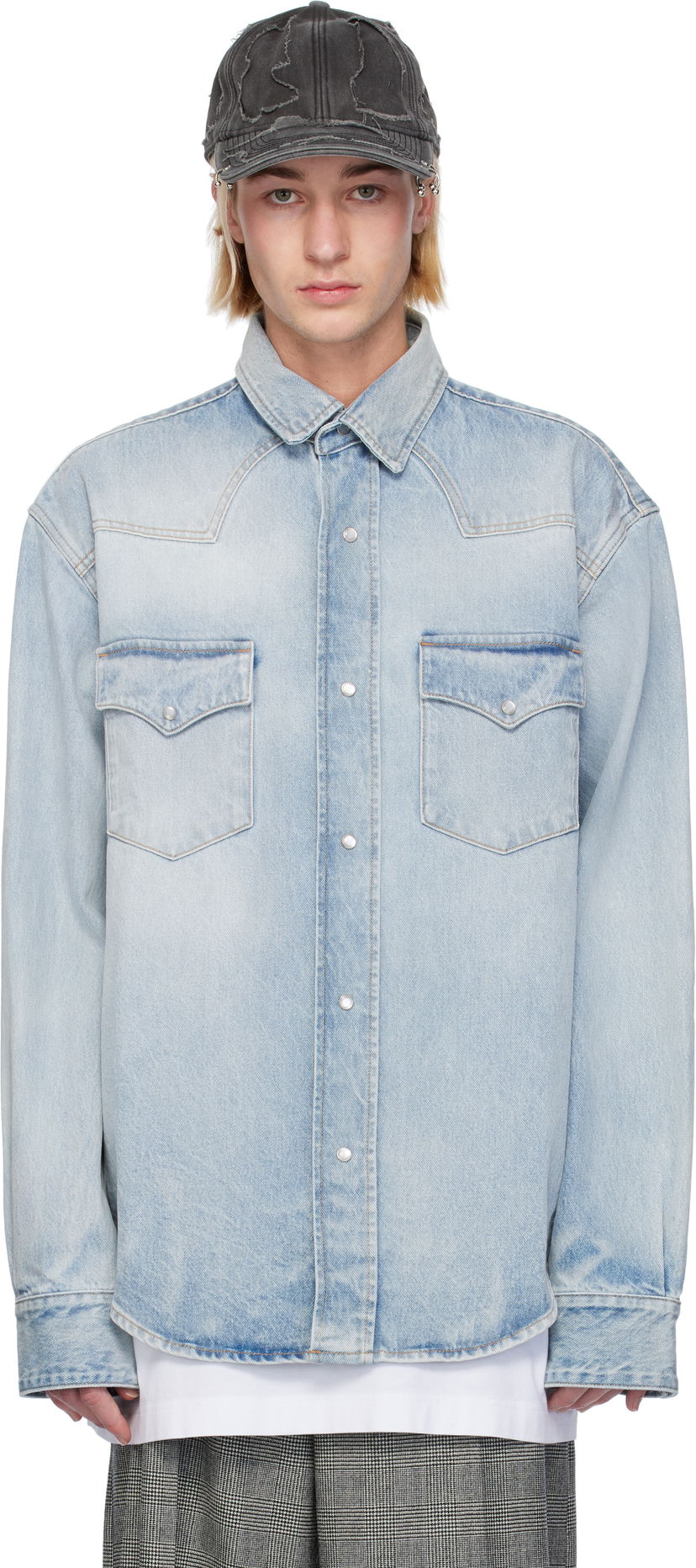 Сорочка VETEMENTS VTMNTS Flap Pocket Denim Shirt Синій | VL22SH600L