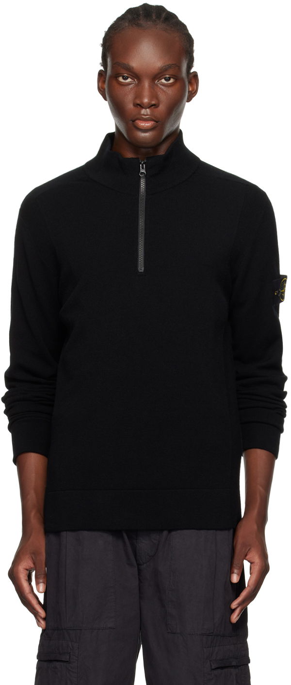Cветр Stone Island Black Logo Patch Sweater чорний | 8115521A1