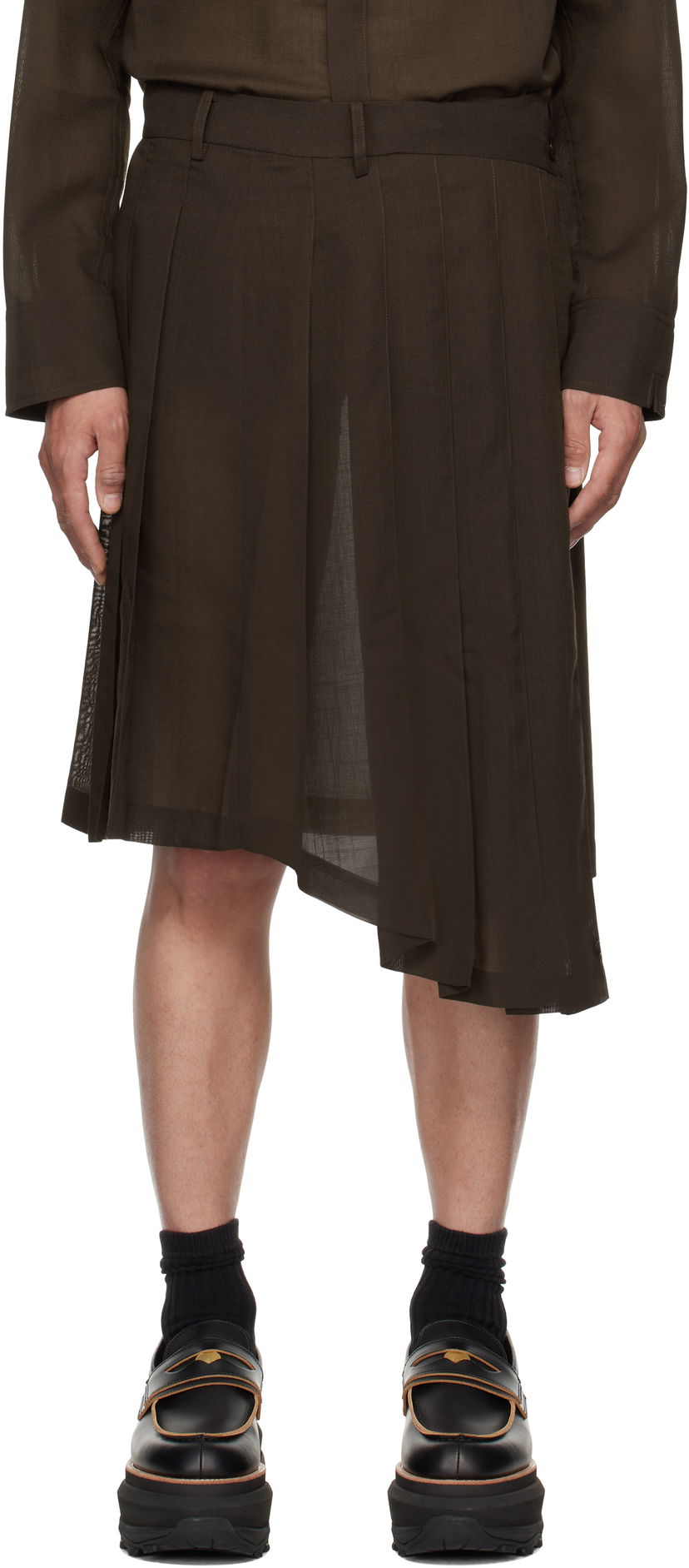 Спідниця Feng Chen Wang Feng Chen Wang Pleated Asymmetrical Skirt Коричневий | FUS19SK01K