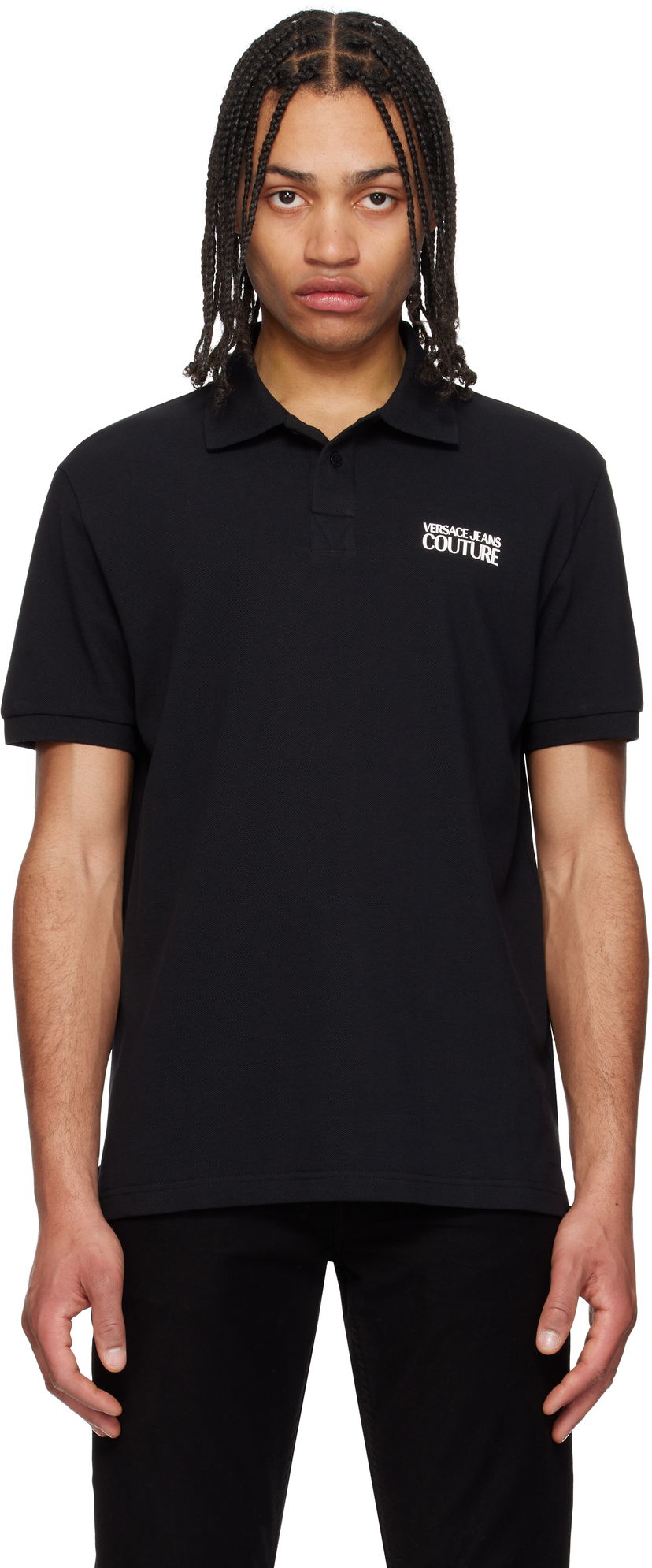 Сорочка поло Versace Versace Jeans Couture Logo Polo чорний | E78GAG623_EJ0003